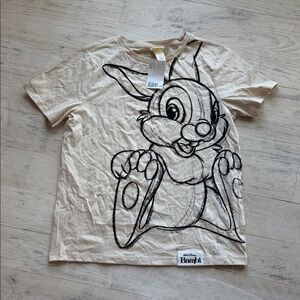H&M Cream Kids Tee with Black Bambi Outline Graphic